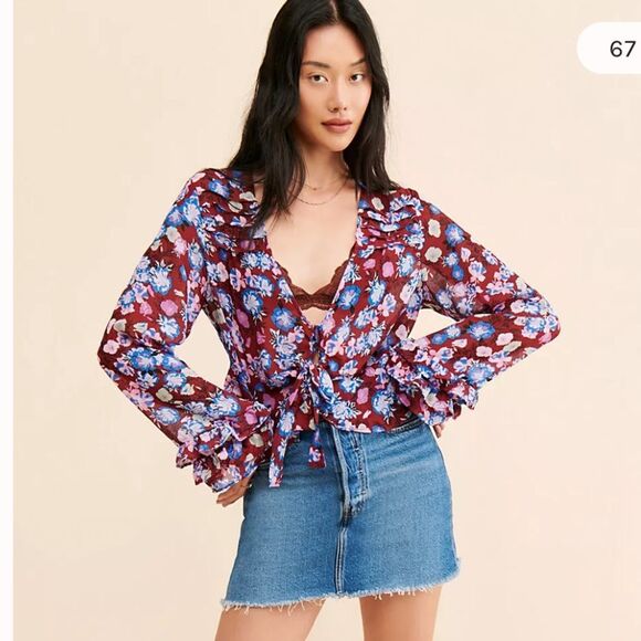 Free People Maybel Floral Blouse M - Picture 1 of 11